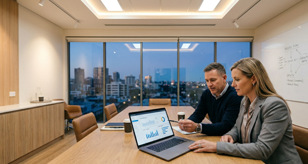 A marketing agency talking with a cosmetic provider