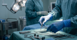 A surgeon prepares for a medical surgery
