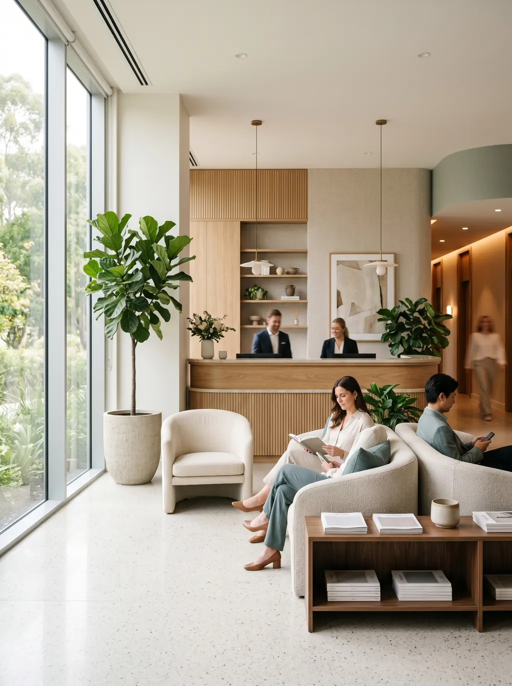 Modern healthcare practice reception and waiting area