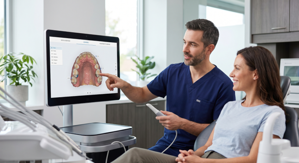 a dentist demonstrating a treatment plan hoping for acceptance