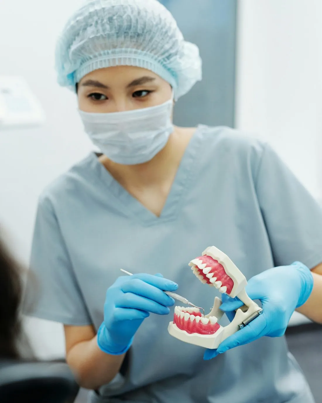 Dentist treating a patient in a modern dental practice