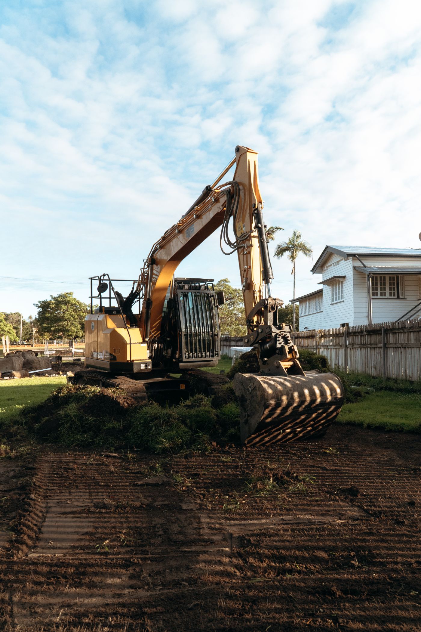 Excavator preparing a commercial site