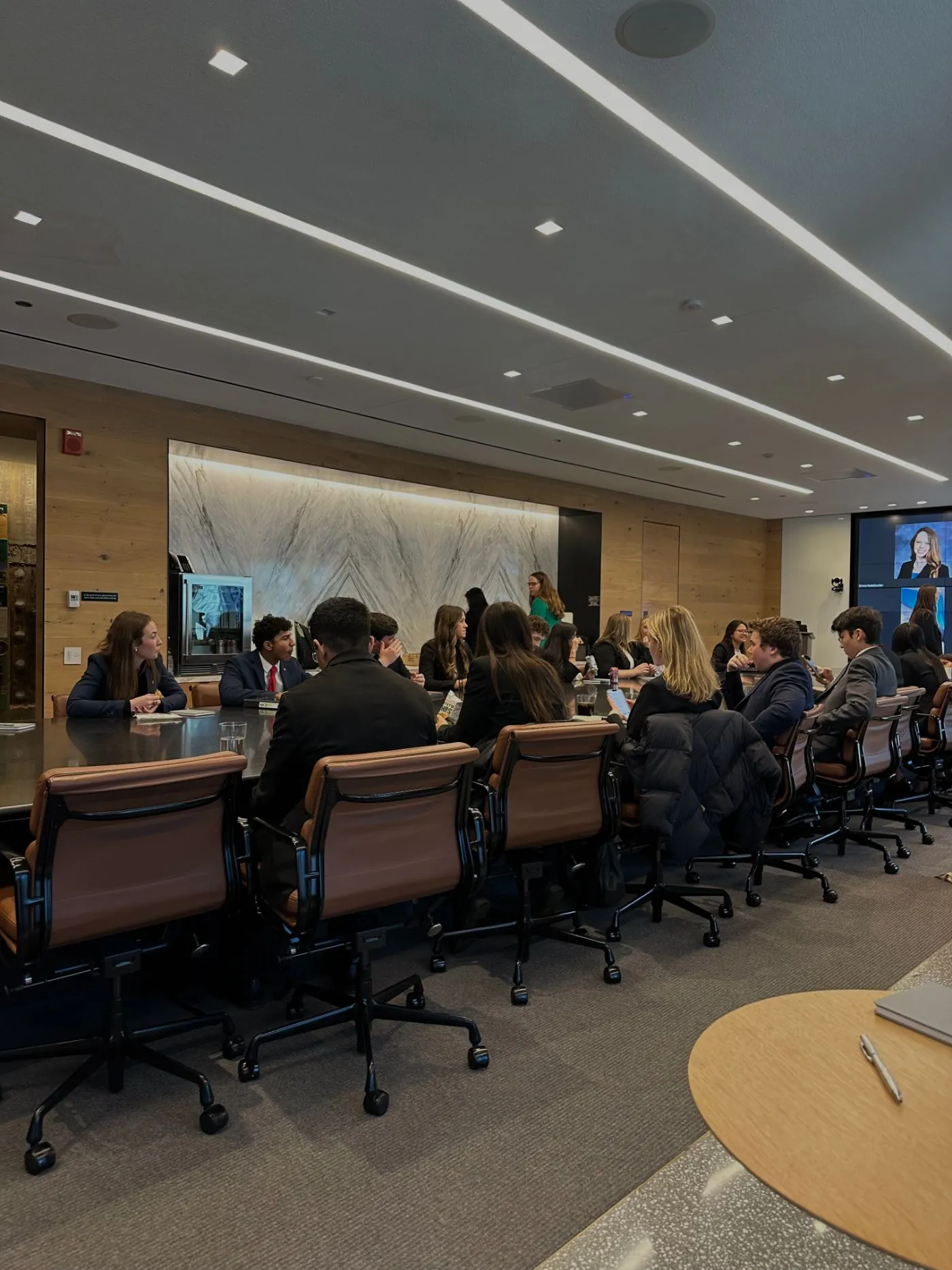 Law firm boardroom meeting