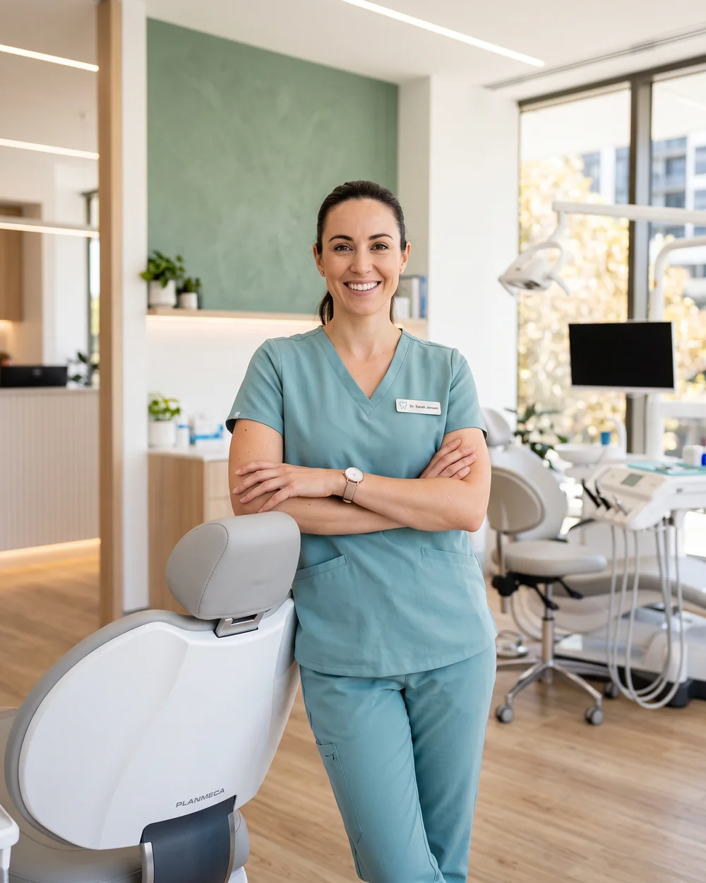 Confident female dentist at a modern Australian dental practice