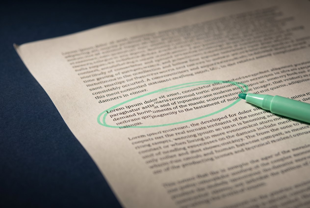Close crop of a printed acceptable use policy with a clause about health information circled in pen