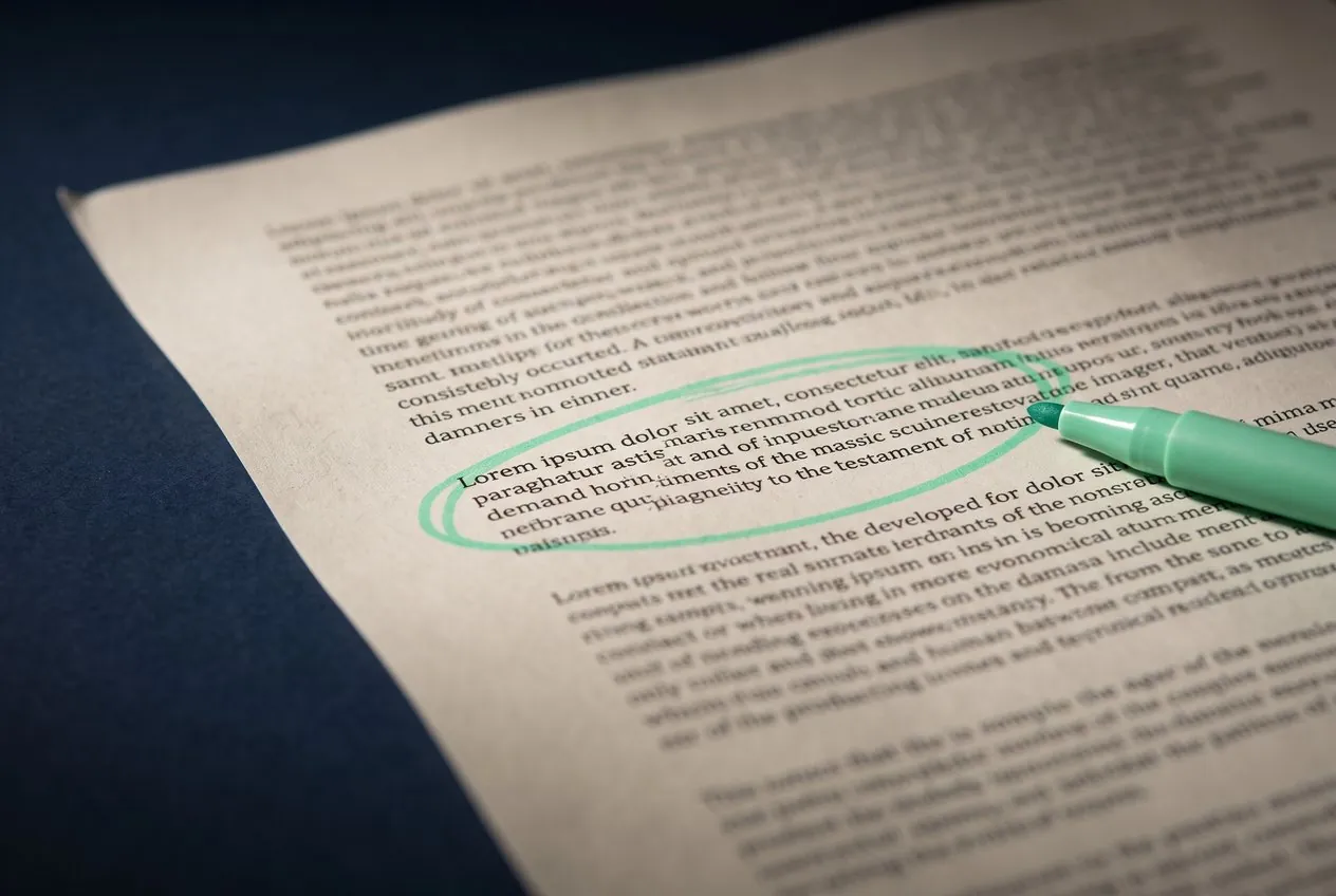 Close crop of a printed acceptable use policy with a clause about health information circled in pen