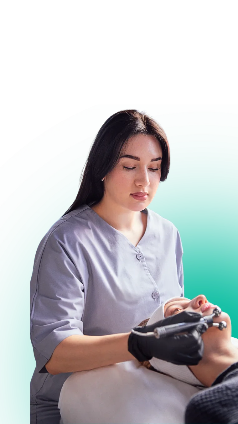 Aesthetic practitioner in consultation with a patient