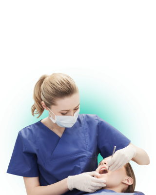 A dentist performing dentistry at a dental surgery